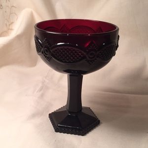 Vintage Avon Cape Cod Red Saucer Champaign glass